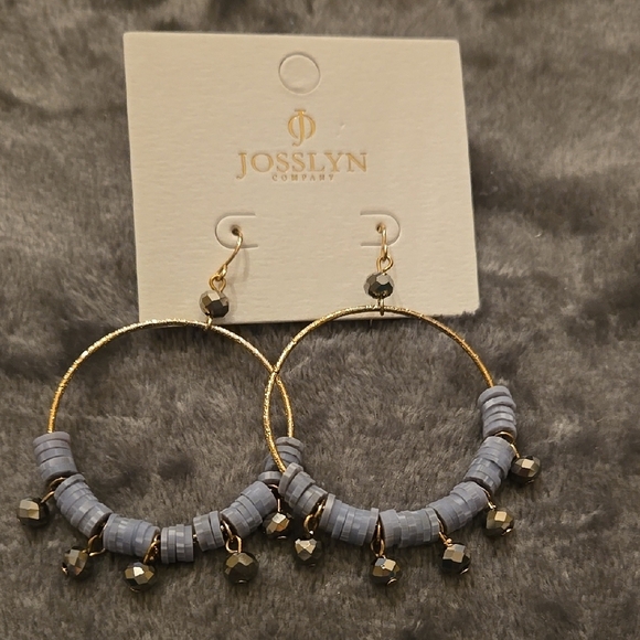 Josslyn Gold and Gray Hoop Earrings - Picture 1 of 3